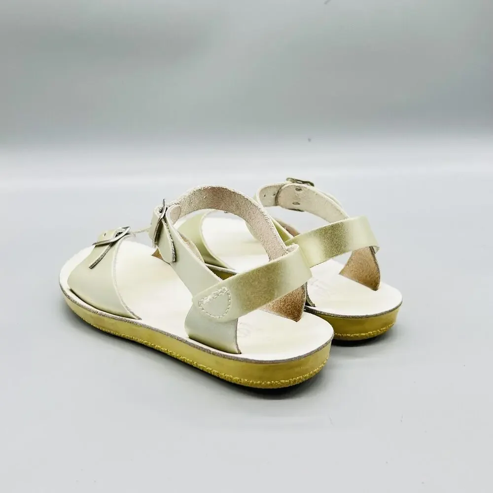 Sun San Sandals Girls 13 Gold Leather Surfer Buckle Strappy Summer Shoes Casual